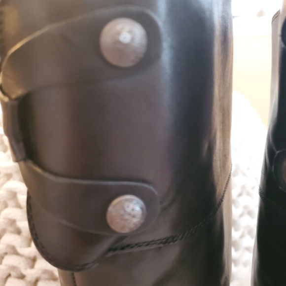 Vince Camuto Black Genuine Leather Boots Buckles Size 9 39 - Picture 7 of 11